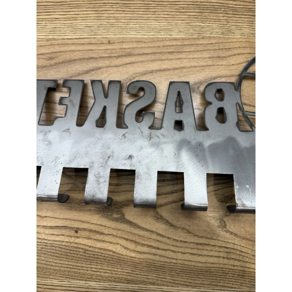Metal Basketball 11 Hook Coat Hat Wall Hanging Rack Holder Display Trophy Awards